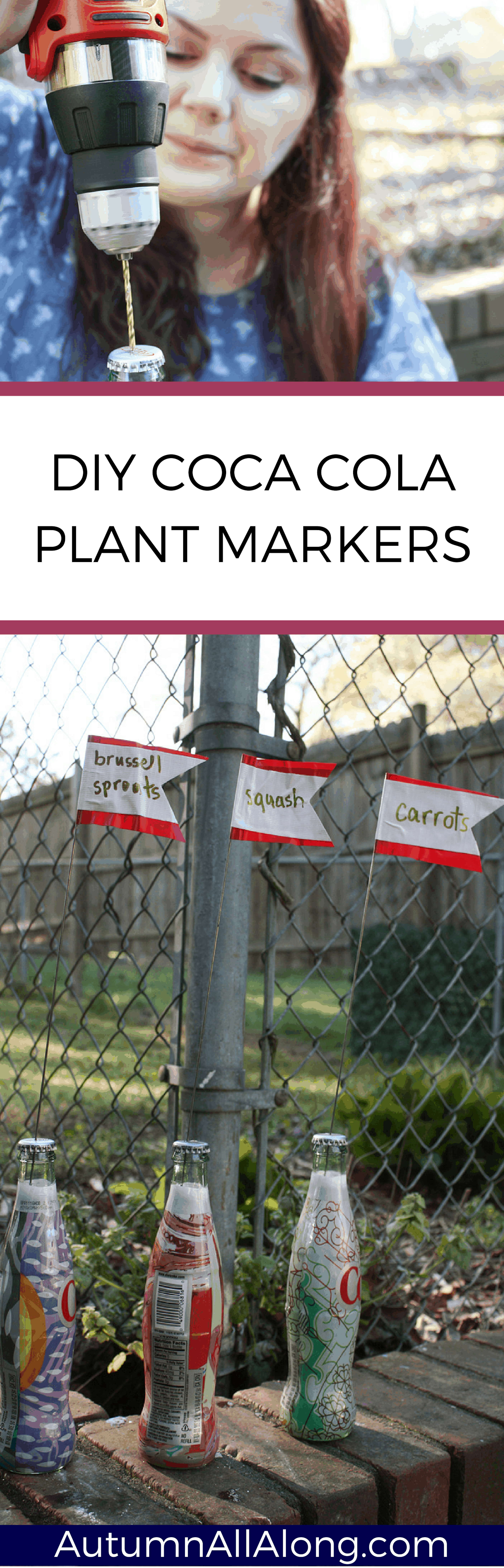  DIY garden plant markers: an easy way to recycle glass bottles and add more color to your yard! | via Autumn All Along