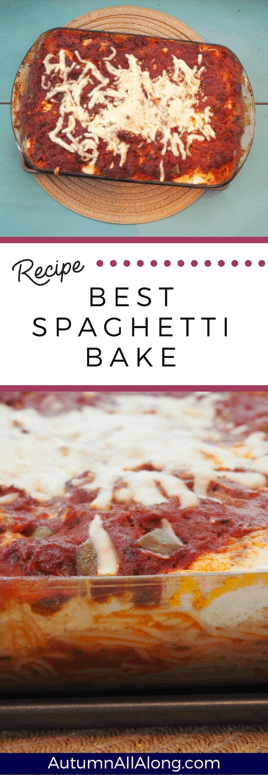 I've been looking for the best spaghetti bake casserole recipe around for a while. After making this several times, I'm so excited to share this yumminess! | via Autumn All Along