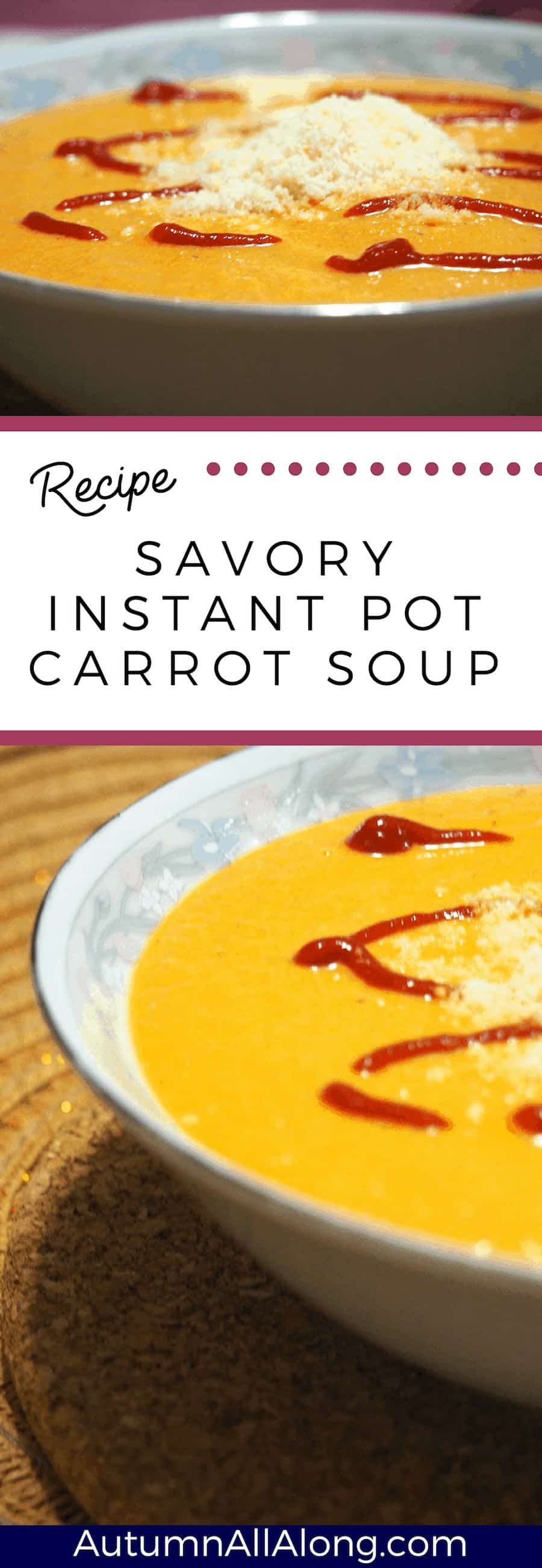 This extremely easy and savory instant pot carrot soup is going to be one you rotate regularly with your transition into fall! | via Autumn All Along
