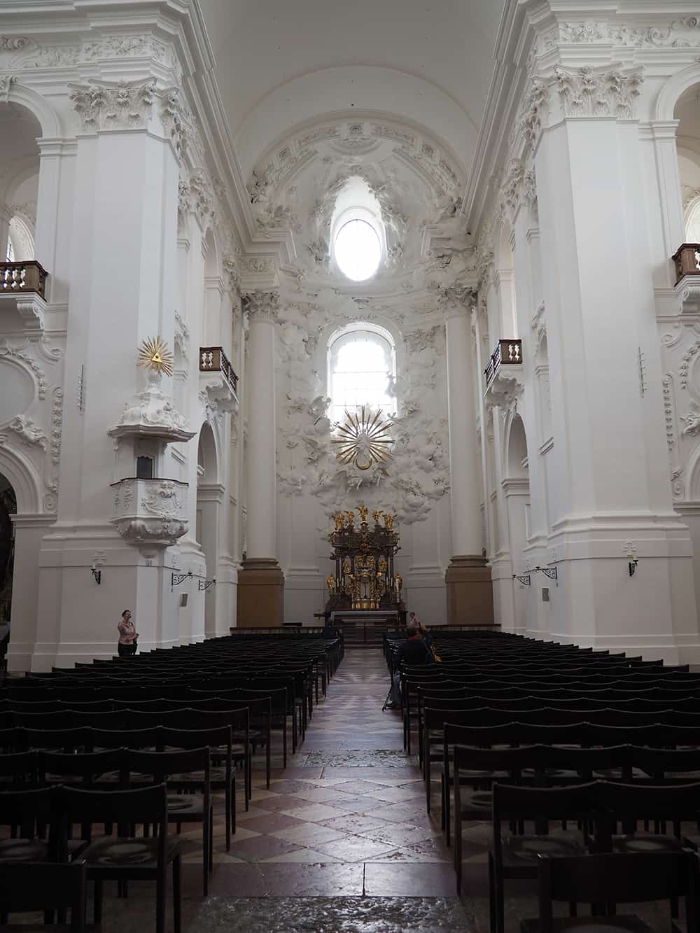 The Kollegienkirche means "college church" and is the church for the University of Salzburg.  It is built in a Baroque style that later became the model of German baroque churches.  This church is a part of UNESCO World Heritage site for Salzburg's historic center. | via Autumn All Along
