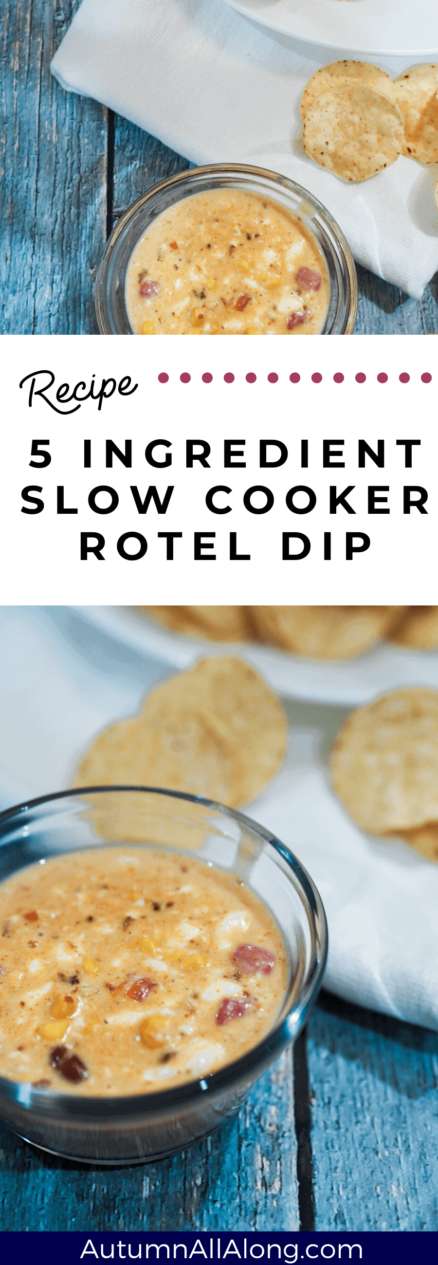 Looking for a way to use your mini slow cooker?  Try my favorite 5 ingredient slow cooker rotel dip recipe that is perfect as a game day chip dip. | via Autumn All Along