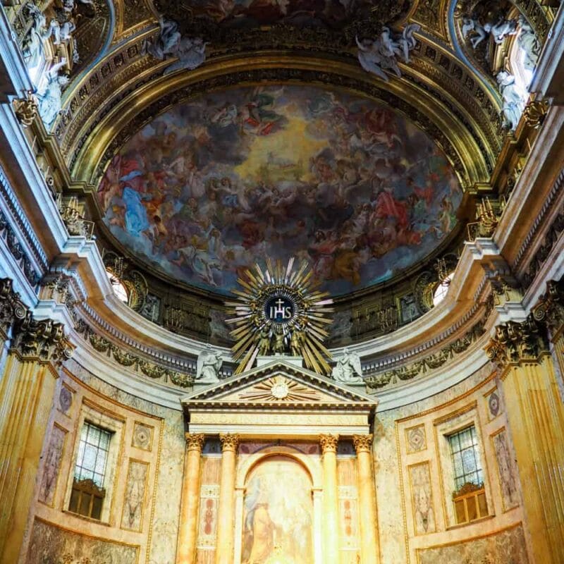The Church of the Gesù in Rome, Italy is the mother church of the Jesuits.  The facade was the first baroque facade which introduced the style into architecture.  The church had its groundbreaking, completion, and consecration in an impressive 16 year period from 1568-1584.  The church architecture of the church is a model of Jesuit churches throughout the world.  The adjacent palazzo is now a place for Jesuit scholars to study to prepare for ordination. | via Autumn All Along